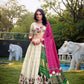 Lorenvalley Offwhite Khadi Cotton Sequins And Thread Embroidery Work Lehenga Choli with Dupatta | Swadesiicart