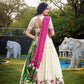 Lorenvalley Offwhite Khadi Cotton Sequins And Thread Embroidery Work Lehenga Choli with Dupatta | Swadesiicart
