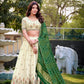 Lorenvalley Offwhite Khadi Cotton Sequins And Thread Embroidery Work Lehenga Choli with Dupatta | Swadesiicart
