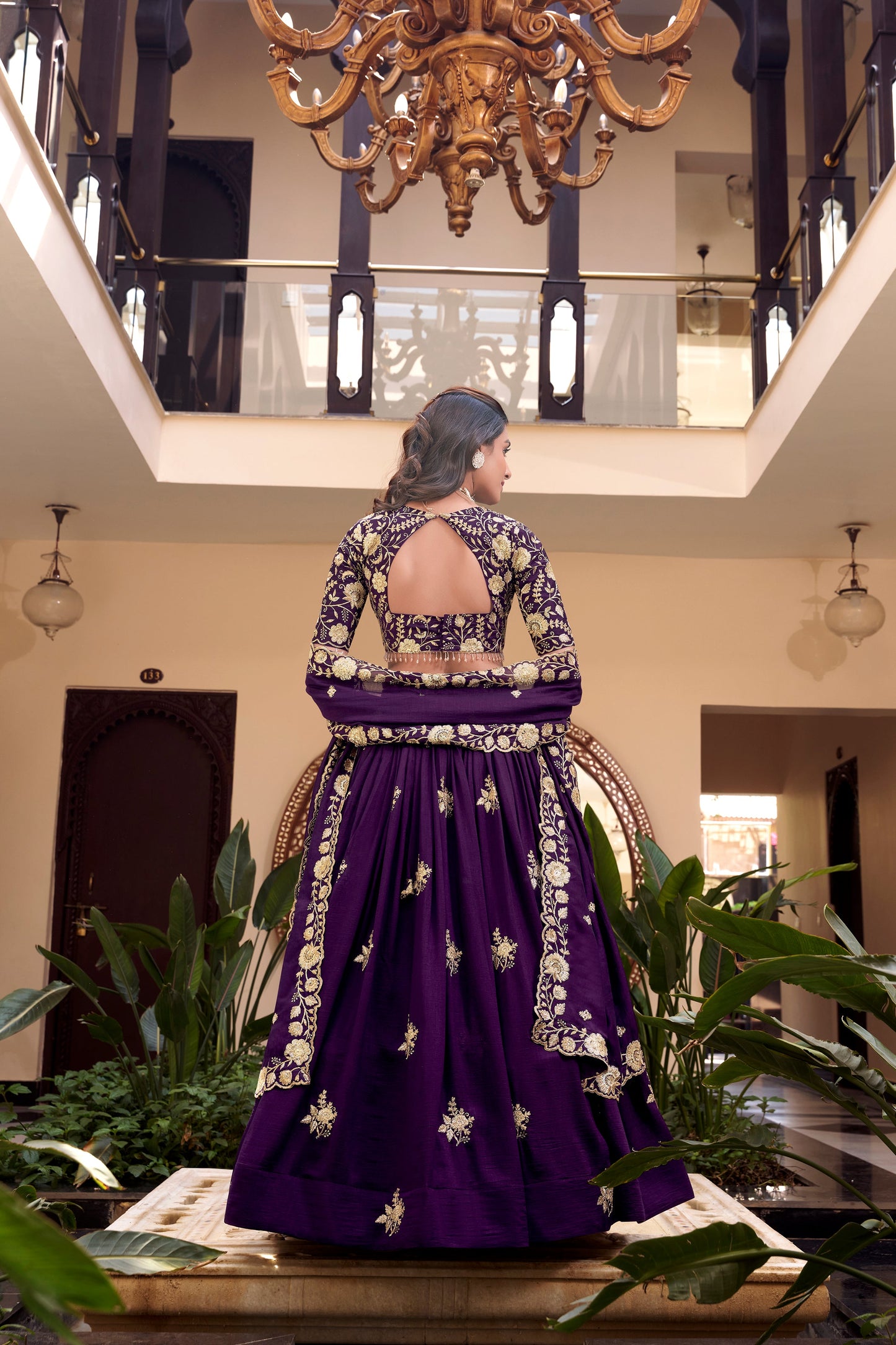 Lorenvalley Parot Star Georgette Embellishment With Pearl Coding And Sequins Embroidery Work Lehenga Choli with Dupatta | Swadesiicart
