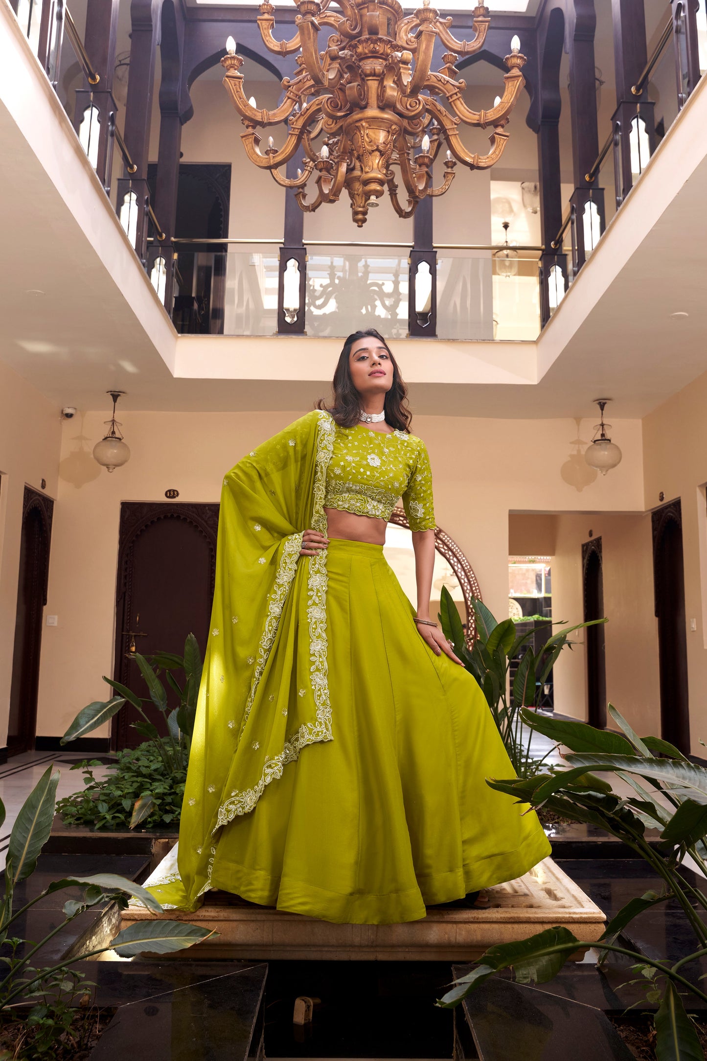 Lorenvalley Pink New Crush Embellishment With Pearl Coding And Sequins Embroidery Work Lehenga Choli with Dupatta | Swadesiicart