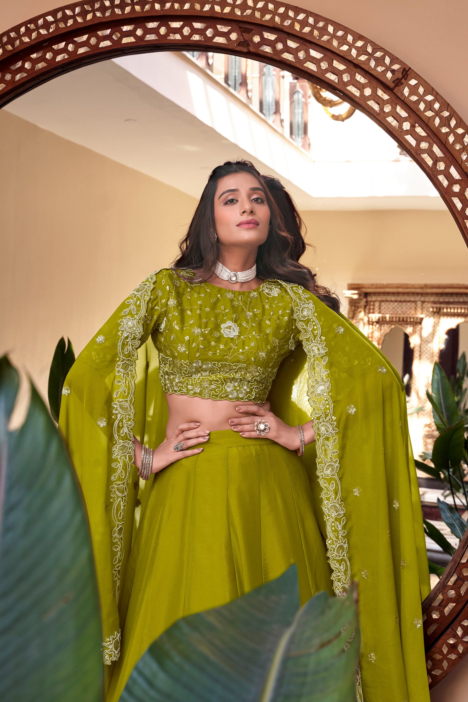 Lorenvalley Pink New Crush Embellishment With Pearl Coding And Sequins Embroidery Work Lehenga Choli with Dupatta | Swadesiicart