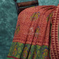 Mix of Orange and Teracotta Red Printed Semi Chanderi Saree By Gayathri Reddy Designer Studio | Swadesiicart