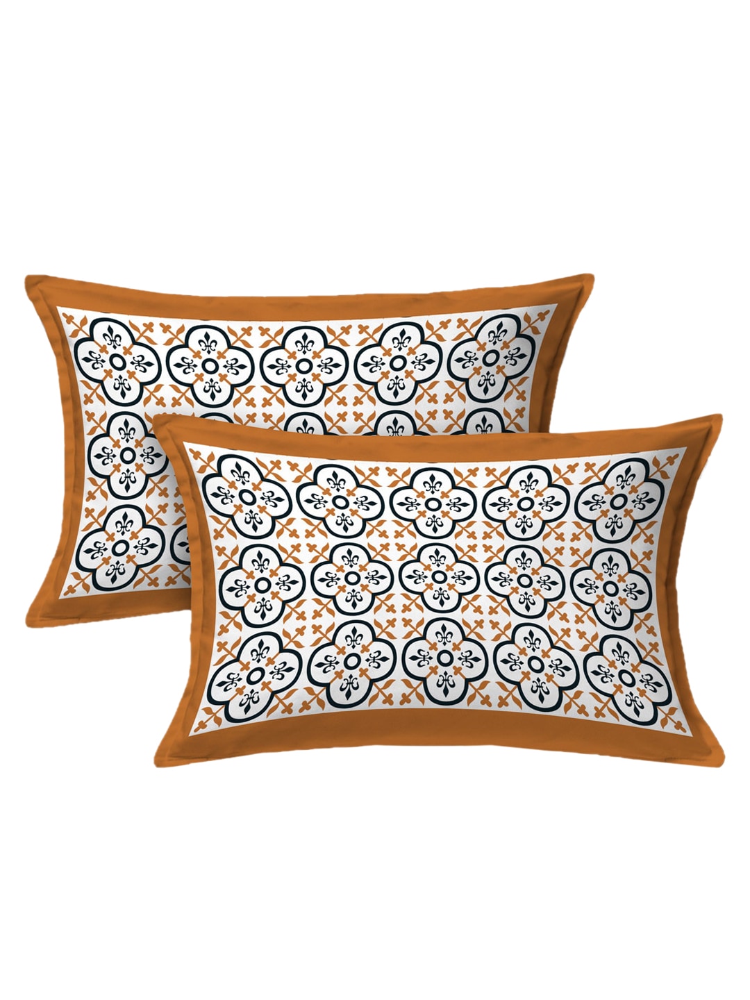 LIVING ROOTS White & Blue Ethnic Motifs Jaipuri 210 TC Cotton Double King Bedsheets With 2 Pillow Covers - Swadesiicart