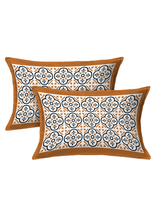 LIVING ROOTS White & Blue Ethnic Motifs Jaipuri 210 TC Cotton Double King Bedsheets With 2 Pillow Covers - Swadesiicart