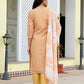 Vaasva Women Mustard Kota Doria Embroidered Solid Kurta Set With Solid Pants & Printed Dupatta | Swadesiicart