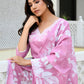 Vaasva Women Pink Kota Doria Embroidered Solid Kurta Set With Solid Pants & Printed Dupatta | Swadesiicart