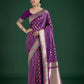 Monjolika Fashion Purple Colour Banarasi Silk Zari Weaving Classic Saree | Swadesiicart
