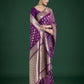 Monjolika Fashion Purple Colour Banarasi Silk Zari Weaving Classic Saree | Swadesiicart