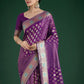 Monjolika Fashion Purple Colour Banarasi Silk Zari Weaving Classic Saree | Swadesiicart