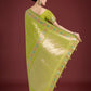 Monjolika Fashion Lime Green Colour Banarasi Silk Zari Weaving Classic Saree | Swadesiicart