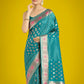 Monjolika Fashion Cyan blue Colour Banarasi Silk Zari Weaving Classic Saree | Swadesiicart