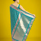 Monjolika Fashion Cyan blue Colour Banarasi Silk Zari Weaving Classic Saree | Swadesiicart