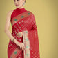 Monjolika Fashion Red Colour Banarasi Silk Zari Weaving Classic Saree | Swadesiicart