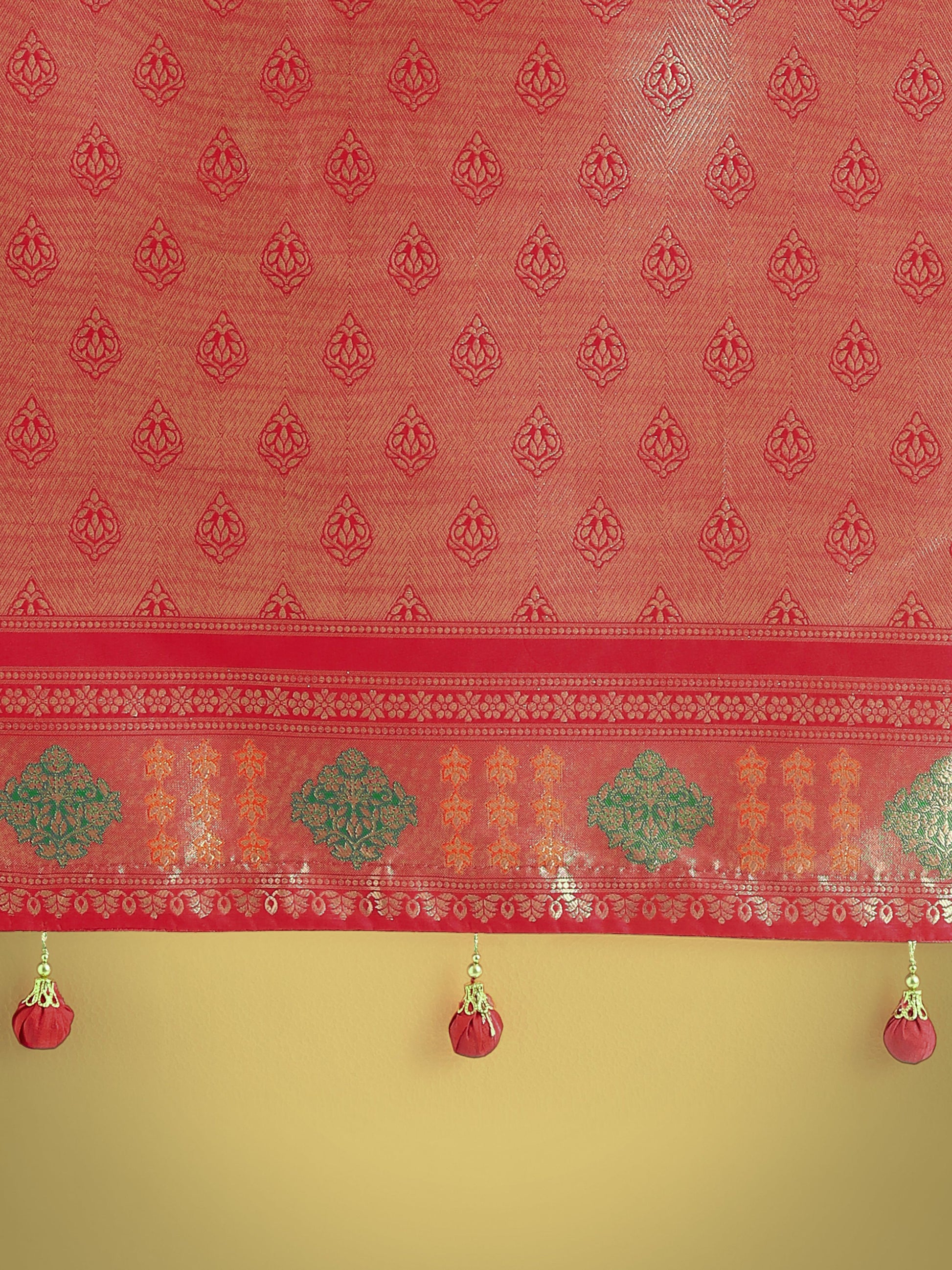 Monjolika Fashion Red Colour Banarasi Silk Zari Weaving Classic Saree | Swadesiicart