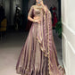Lorenvalley Lavender Fendi Silk Sequins and Thread Embroidery Work Belt Lehenga Choli with Dupatta | Swadesiicart