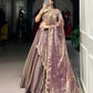 Lorenvalley Lavender Fendi Silk Sequins and Thread Embroidery Work Belt Lehenga Choli with Dupatta | Swadesiicart