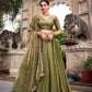 Lorenvalley Fashion Mahendi Fendi Silk Sequins and Thread Embroidery Work Belt Lehenga Choli with Dupatta - Swadesiicart
