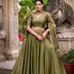 Lorenvalley Fashion Mahendi Fendi Silk Sequins and Thread Embroidery Work Belt Lehenga Choli with Dupatta - Swadesiicart