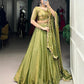 Lorenvalley Mahendi Fendi Silk Sequins and Thread Embroidery Work Belt Lehenga Choli with Dupatta | Swadesiicart