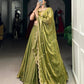 Lorenvalley Mahendi Fendi Silk Sequins and Thread Embroidery Work Belt Lehenga Choli with Dupatta | Swadesiicart
