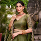 Lorenvalley Fashion Mahendi Fendi Silk Sequins and Thread Embroidery Work Belt Lehenga Choli with Dupatta - Swadesiicart