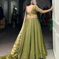 Lorenvalley Mahendi Fendi Silk Sequins and Thread Embroidery Work Belt Lehenga Choli with Dupatta | Swadesiicart
