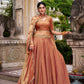 Lorenvalley Fashion Rosegold Fendi Silk Sequins and Thread Embroidery Work Belt Lehenga Choli with Dupatta - Swadesiicart