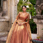 Lorenvalley Fashion Rosegold Fendi Silk Sequins and Thread Embroidery Work Belt Lehenga Choli with Dupatta - Swadesiicart