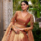 Lorenvalley Fashion Rosegold Fendi Silk Sequins and Thread Embroidery Work Belt Lehenga Choli with Dupatta - Swadesiicart