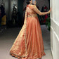 Lorenvalley Rosegold Fendi Silk Sequins and Thread Embroidery Work Belt Lehenga Choli with Dupatta | Swadesiicart
