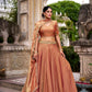 Lorenvalley Fashion Rosegold Fendi Silk Sequins and Thread Embroidery Work Belt Lehenga Choli with Dupatta - Swadesiicart