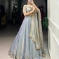 Lorenvalley Skyblue Fendi Silk Sequins and Thread Embroidery Work Belt Lehenga Choli with Dupatta | Swadesiicart