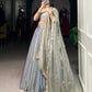 Lorenvalley Skyblue Fendi Silk Sequins and Thread Embroidery Work Belt Lehenga Choli with Dupatta | Swadesiicart