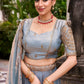 Lorenvalley Fashion Skyblue Fendi Silk Sequins and Thread Embroidery Work Belt Lehenga Choli with Dupatta - Swadesiicart