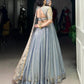 Lorenvalley Skyblue Fendi Silk Sequins and Thread Embroidery Work Belt Lehenga Choli with Dupatta | Swadesiicart