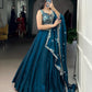 Lorenvalley Fashion Rama Fendi Silk Sequins and Thread Embroidery Work Belt Lehenga Choli with Dupatta | Swadesiicart