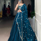 Lorenvalley Fashion Rama Fendi Silk Sequins and Thread Embroidery Work Belt Lehenga Choli with Dupatta | Swadesiicart