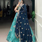 Lorenvalley Skyblue Slab Silk Sequins and Thread Embroidery Work Lehenga Choli with Dupatta | Swadesiicart