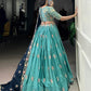 Lorenvalley Skyblue Slab Silk Sequins and Thread Embroidery Work Lehenga Choli with Dupatta | Swadesiicart