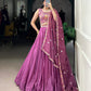 Lorenvalley Pink Silk Crepe Sequins and Thread Embroidery Work Belt Lehenga Choli with Dupatta | Swadesiicart