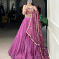 Lorenvalley Pink Silk Crepe Sequins and Thread Embroidery Work Belt Lehenga Choli with Dupatta | Swadesiicart