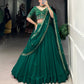 Lorenvalley Fashion Green Georgette Thread Embroidery Work Belt Lehenga Choli with Dupatta | Swadesiicart