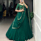 Lorenvalley Fashion Green Georgette Thread Embroidery Work Belt Lehenga Choli with Dupatta | Swadesiicart
