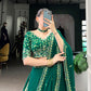 Lorenvalley Fashion Green Georgette Thread Embroidery Work Belt Lehenga Choli with Dupatta | Swadesiicart