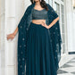 Anaita Teal Blue Georgette Stitched Lehenga Choli With Sequence & Thread Work