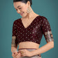 Monjolika Fashion Gorgeous Maroon Woven Banarasi Designer Satin Silk Saree | Swadesiicart