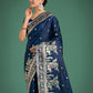 Monjolika Fashion Gorgeous Blue Woven Banarasi Designer Satin Silk Saree | Swadesiicart