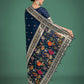 Monjolika Fashion Gorgeous Blue Woven Banarasi Designer Satin Silk Saree | Swadesiicart