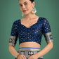 Monjolika Fashion Gorgeous Blue Woven Banarasi Designer Satin Silk Saree | Swadesiicart